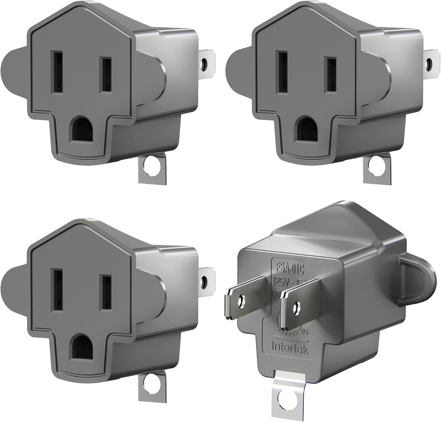 2 Prong to 3 Prong Outlet Adapter, ETL Listed 3-2 Prong Adapter, Fire-Retardant (392℉) PBT Material, Heavy Duty Wall Plug Adapter for Old Homes, Travel to Japan, and Industrial Use, Gray 4-Pack - Image 9