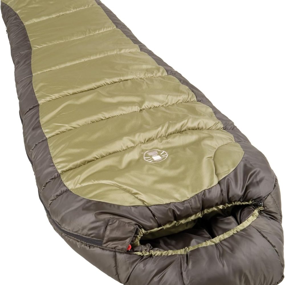 Coleman North Rim 0°F Big & Tall Sleeping Bag, Cold-Weather Mummy Sleep Sack with No-Snag Zipper & Adjustable Hood for Warmth & Ventilation, Large Camping Sleeping Bag